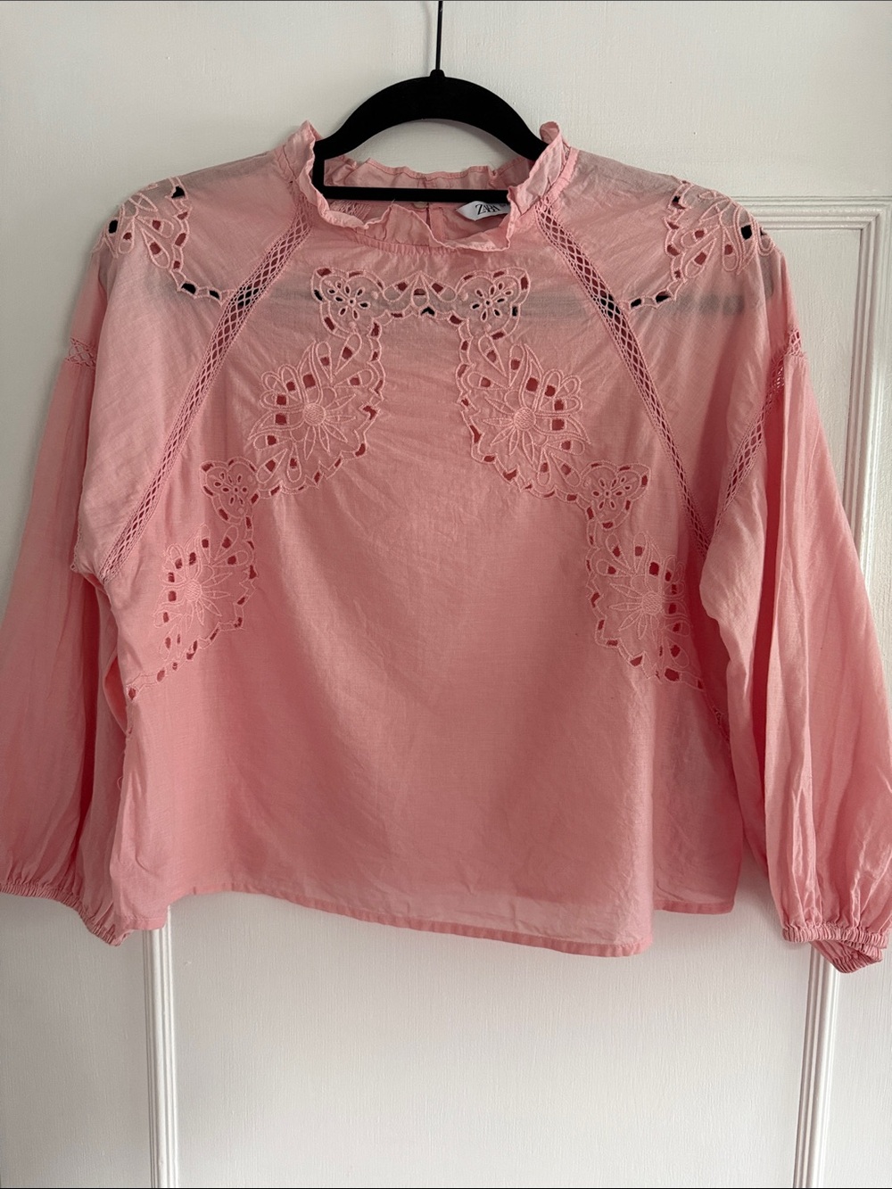 Zara Pink Eyelet Lace Women's Blouse
